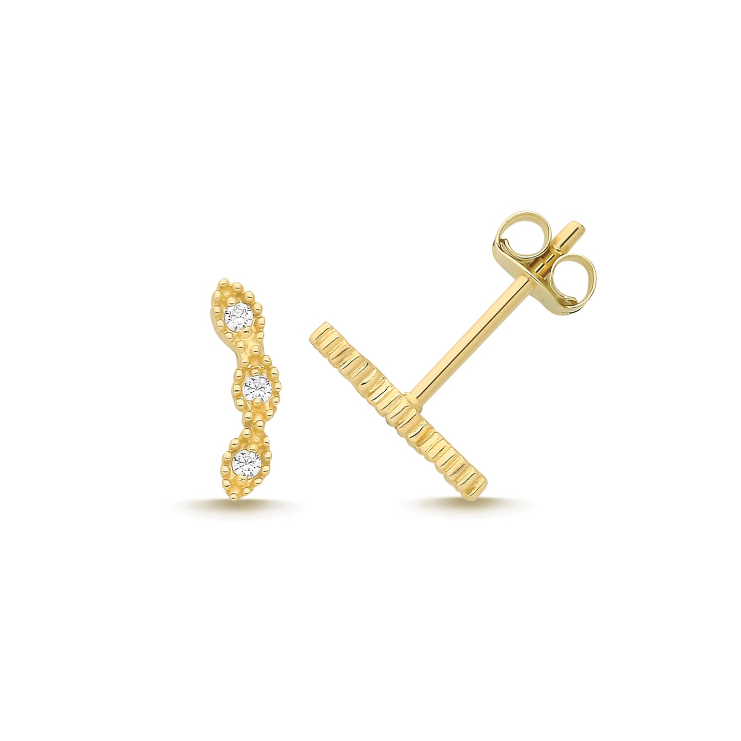 9ct Gold CZ Climber Stud Earrings
