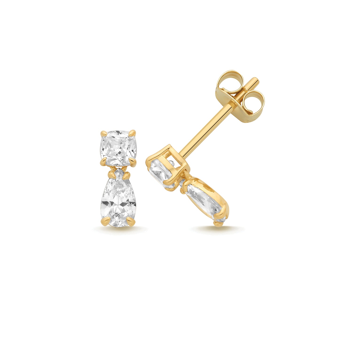 9ct Gold Tiny CZ Pear Stud Earrings - John Ross Jewellers
