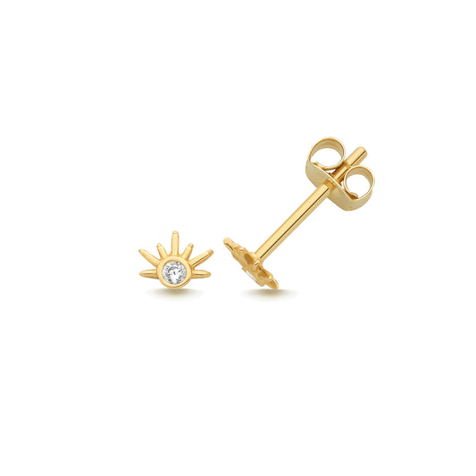 9ct Gold CZ Sunrise Stud Earrings - John Ross Jewellers