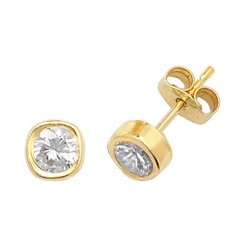 9ct Yellow Modern Bezel Set Stud Earrings | 3mm