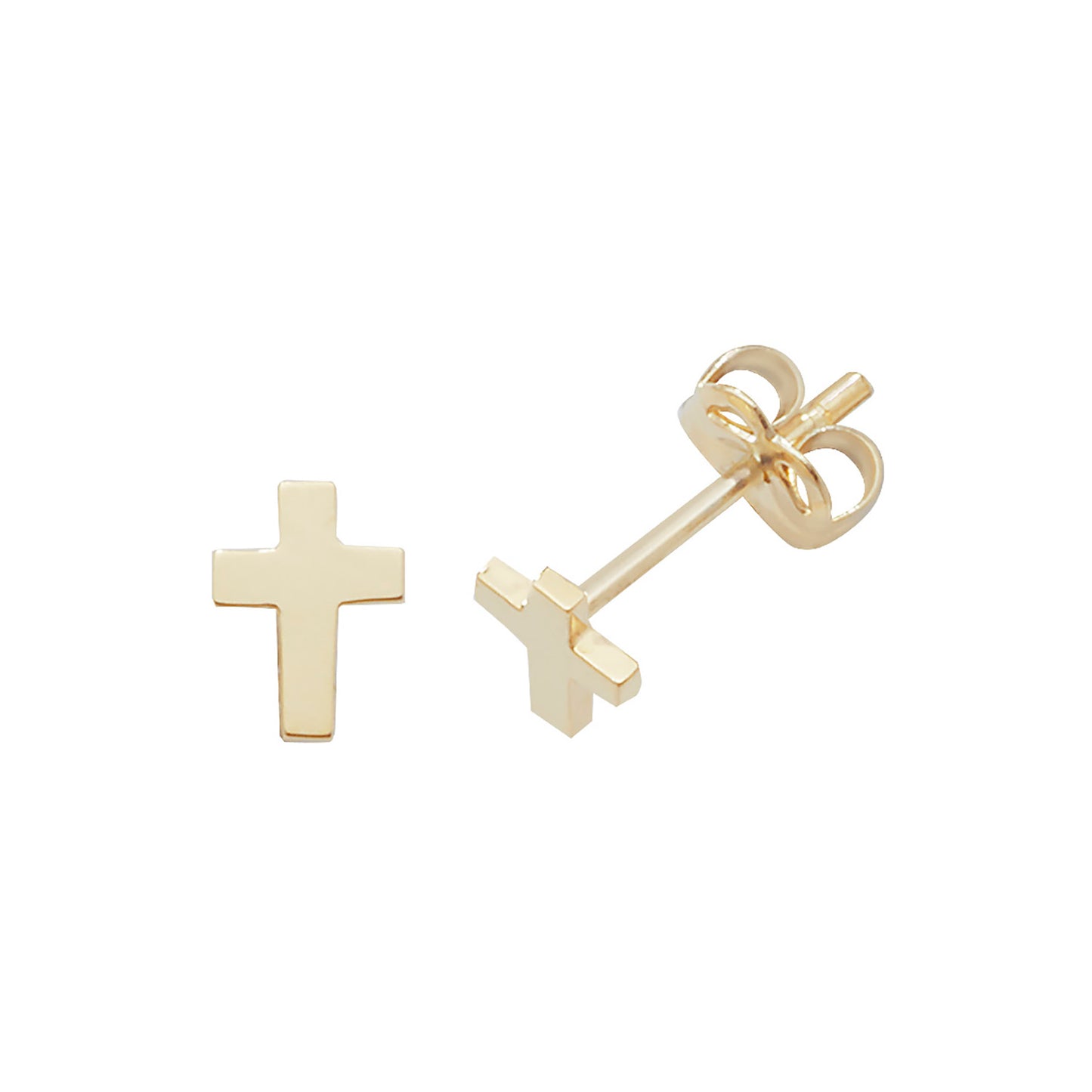 9ct Gold Cross Stud Earrings - John Ross Jewellers