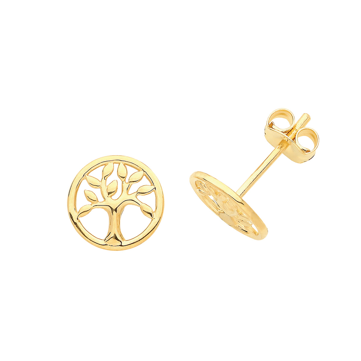 Gold Tree of Life Stud Earrings Minimalist Golden Stud Earrings Family Gold Tree of Life Stud Earrings Minimalist Golden Stud Earrings Family