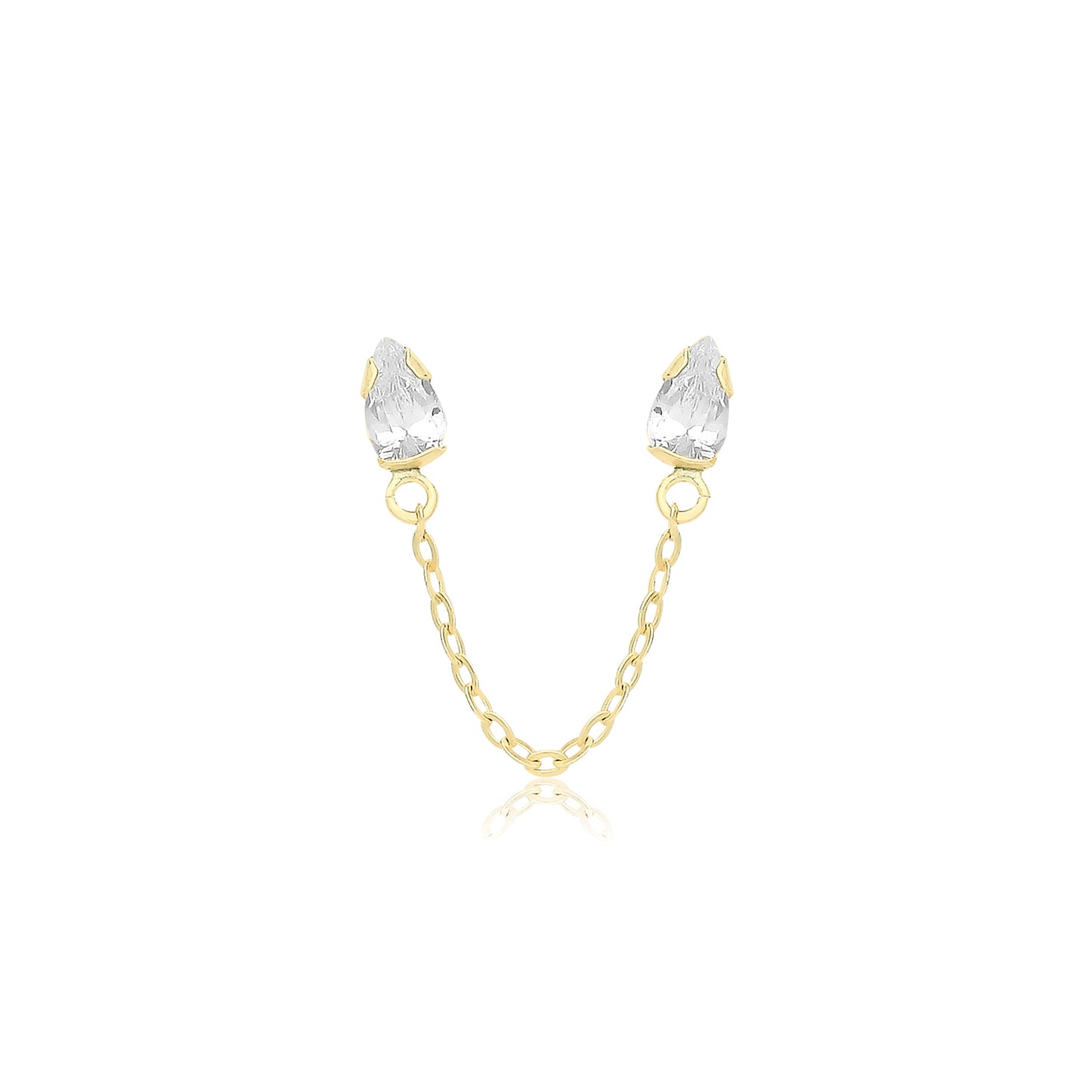 9ct Gold Pear CZ Double Earring - John Ross Jewellers