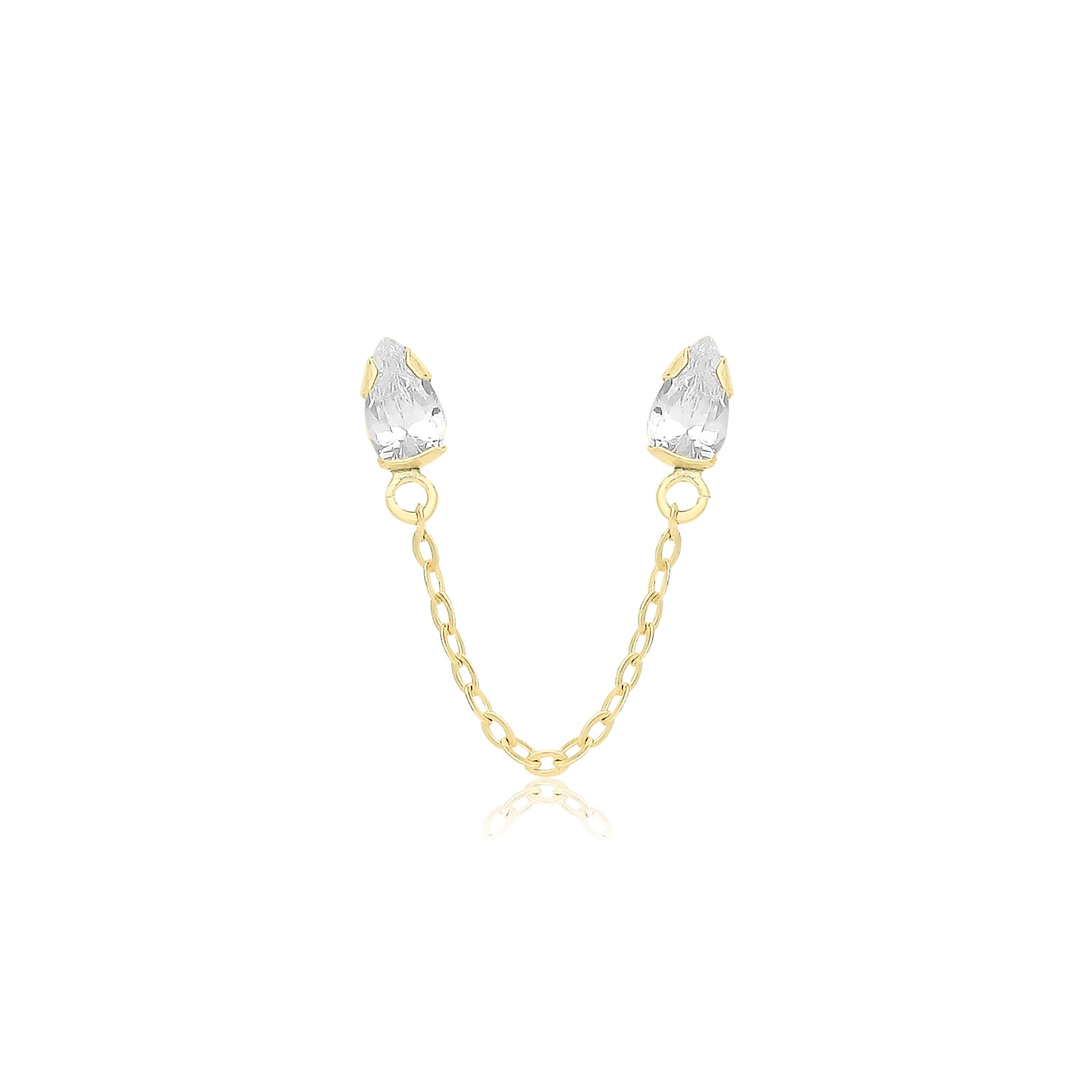 9ct Gold Pear CZ Double Earring - John Ross Jewellers