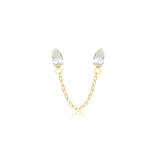 9ct Gold Pear CZ Double Earring - John Ross Jewellers