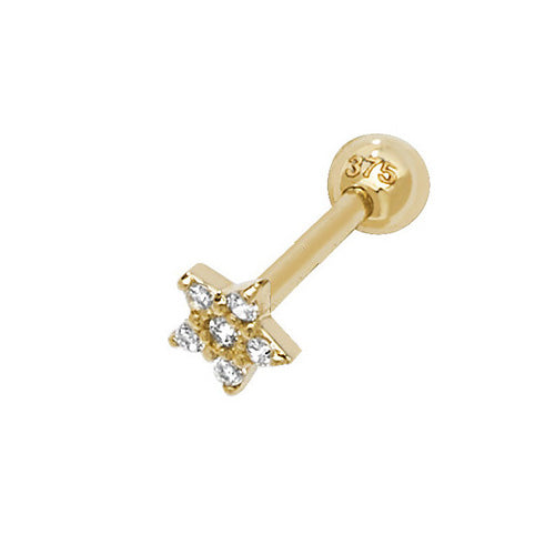 Ear Candy 9ct Gold CZ Star Cartilage Stud | 8.5mm - John Ross Jewellers