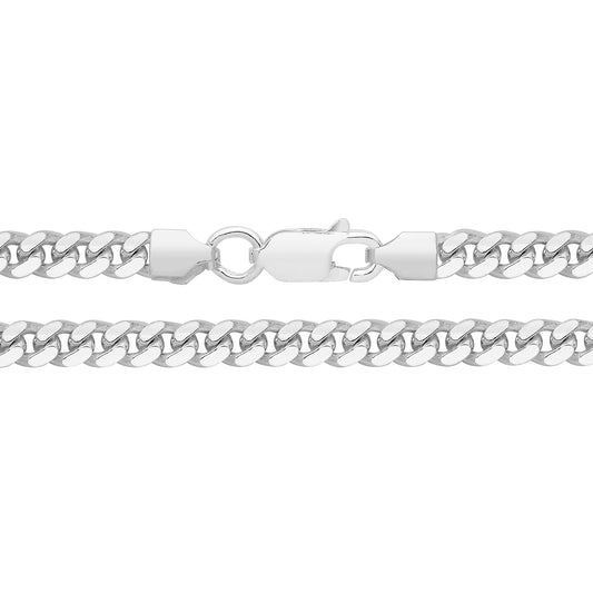 Silver Tight Linked Bevelled Curb Bracelet - 8”