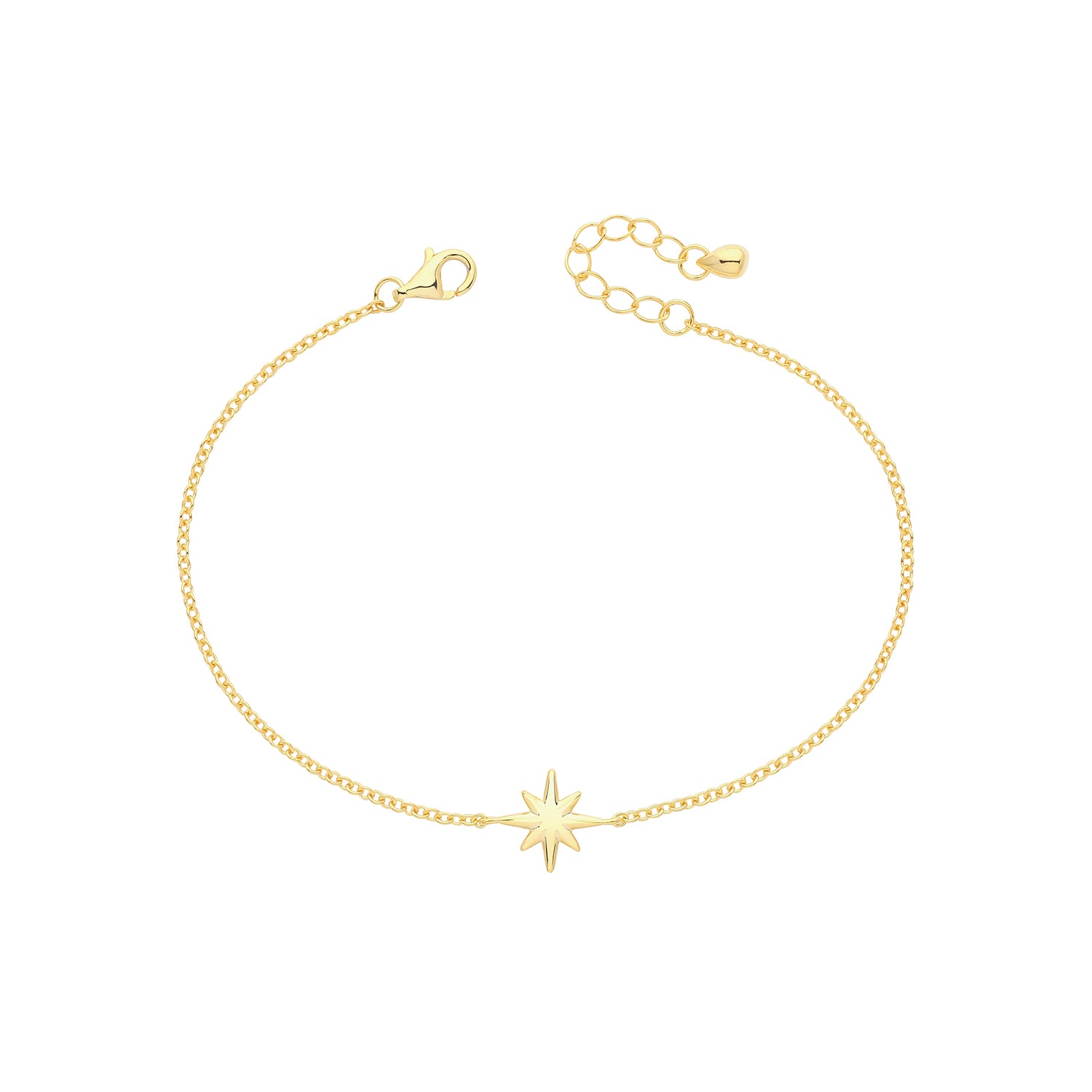 Sunshine North Star bracelet by THC featuring a delicate design with star motifs and adjustable chain in silver-tone metal.