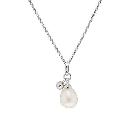 Silver Freshwater Pearl & Charm Necklace | 9mm