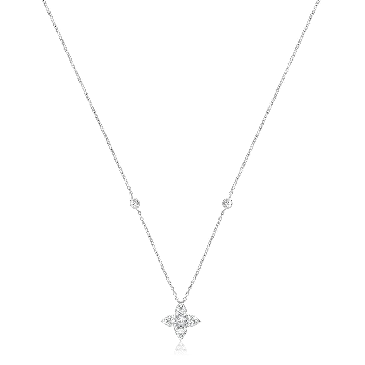 Silver CZ Louis Necklace | 12mm - John Ross Jewellers