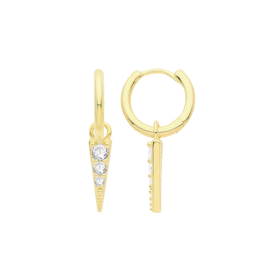 Sunshine CZ Spike Charm Huggie Hoop Earrings | 10mm