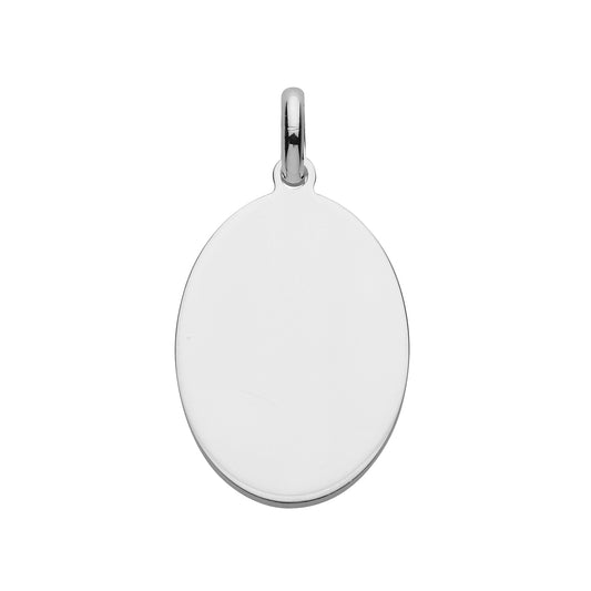 Silver Oval Disc Necklace | 16mm Diameter - John Ross Jewellers