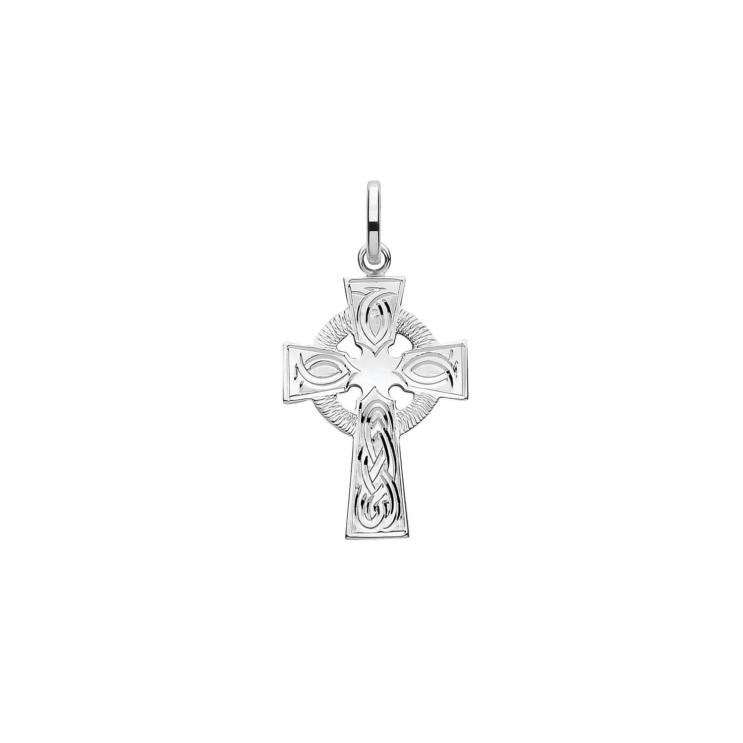 Silver Hand Engraved Celtic Cross Necklace - Medium - John Ross Jewellers