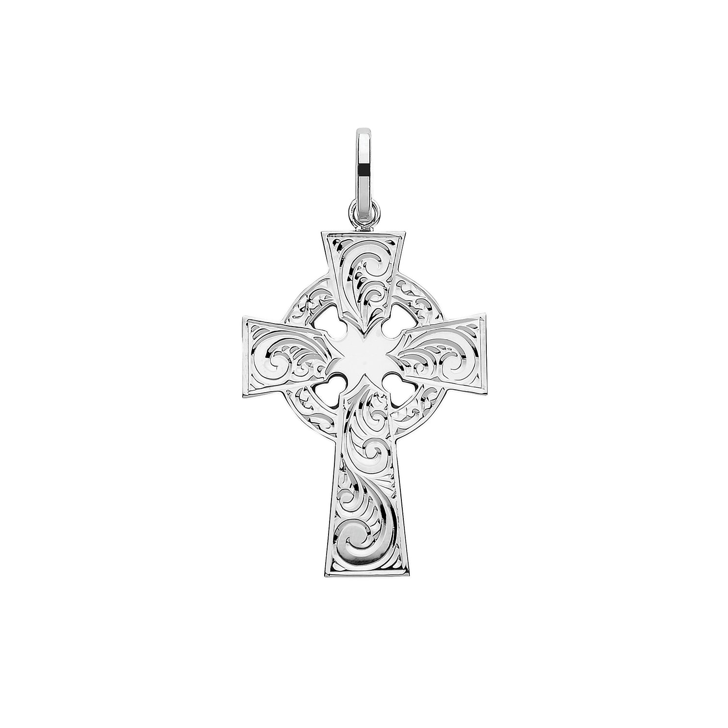 Silver Celtic Cross Necklace - Large | Hand Engraved - John Ross Jewellers