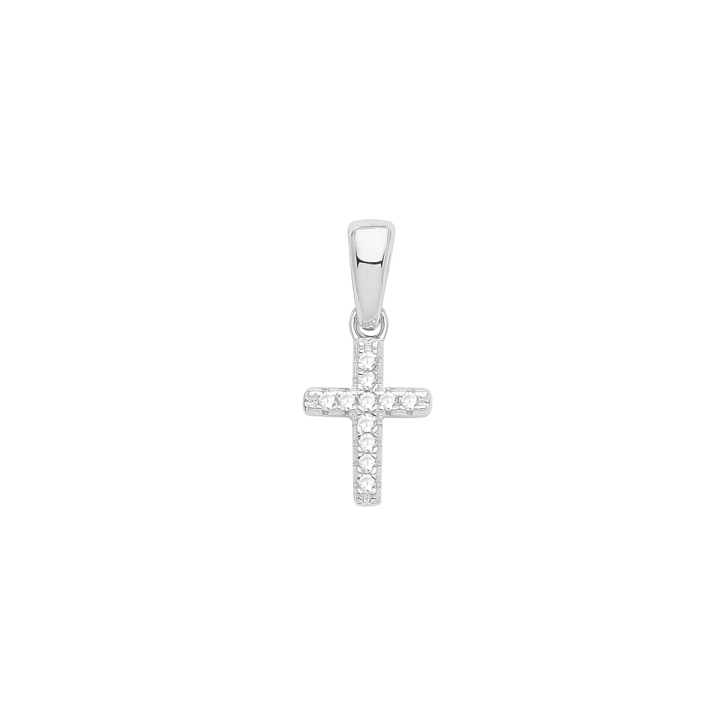 Silver CZ Mini Cross Necklace - John Ross Jewellers