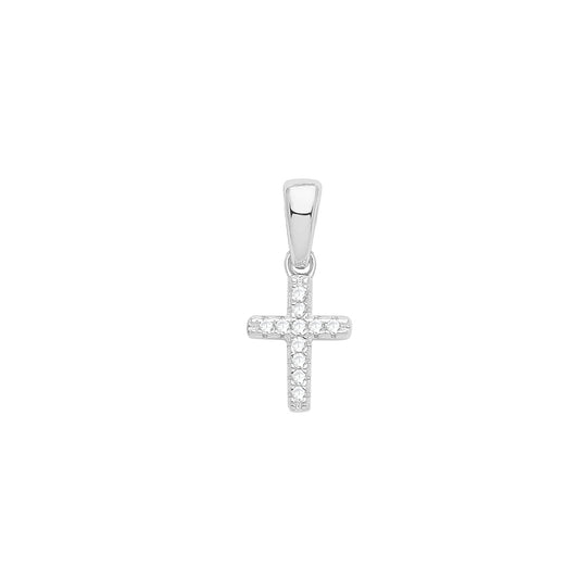 Silver CZ Mini Cross Necklace - John Ross Jewellers