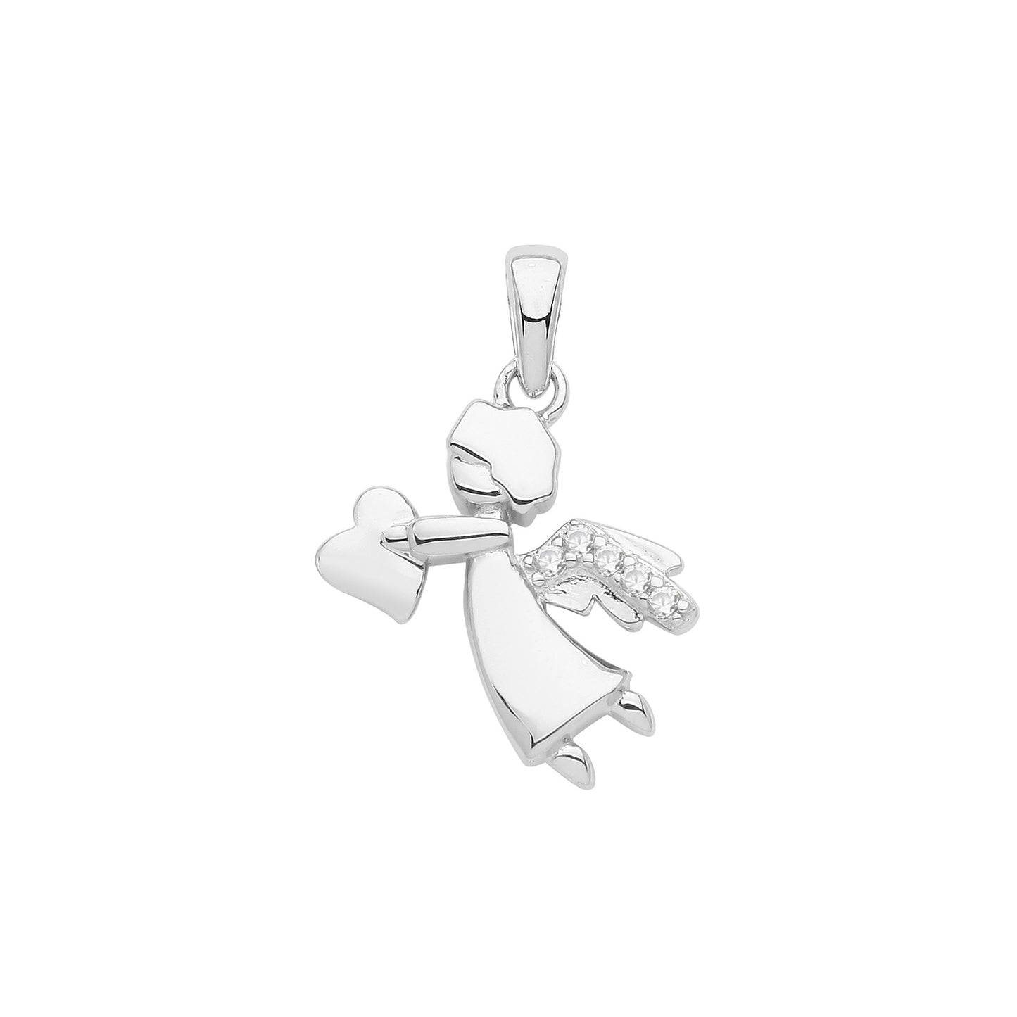 Silver CZ Flying Guardian Angel Necklace - John Ross Jewellers