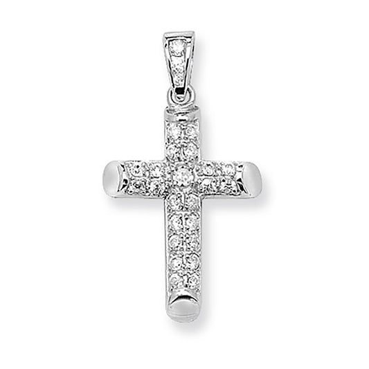 Silver CZ Cross Necklace - Medium - John Ross Jewellers