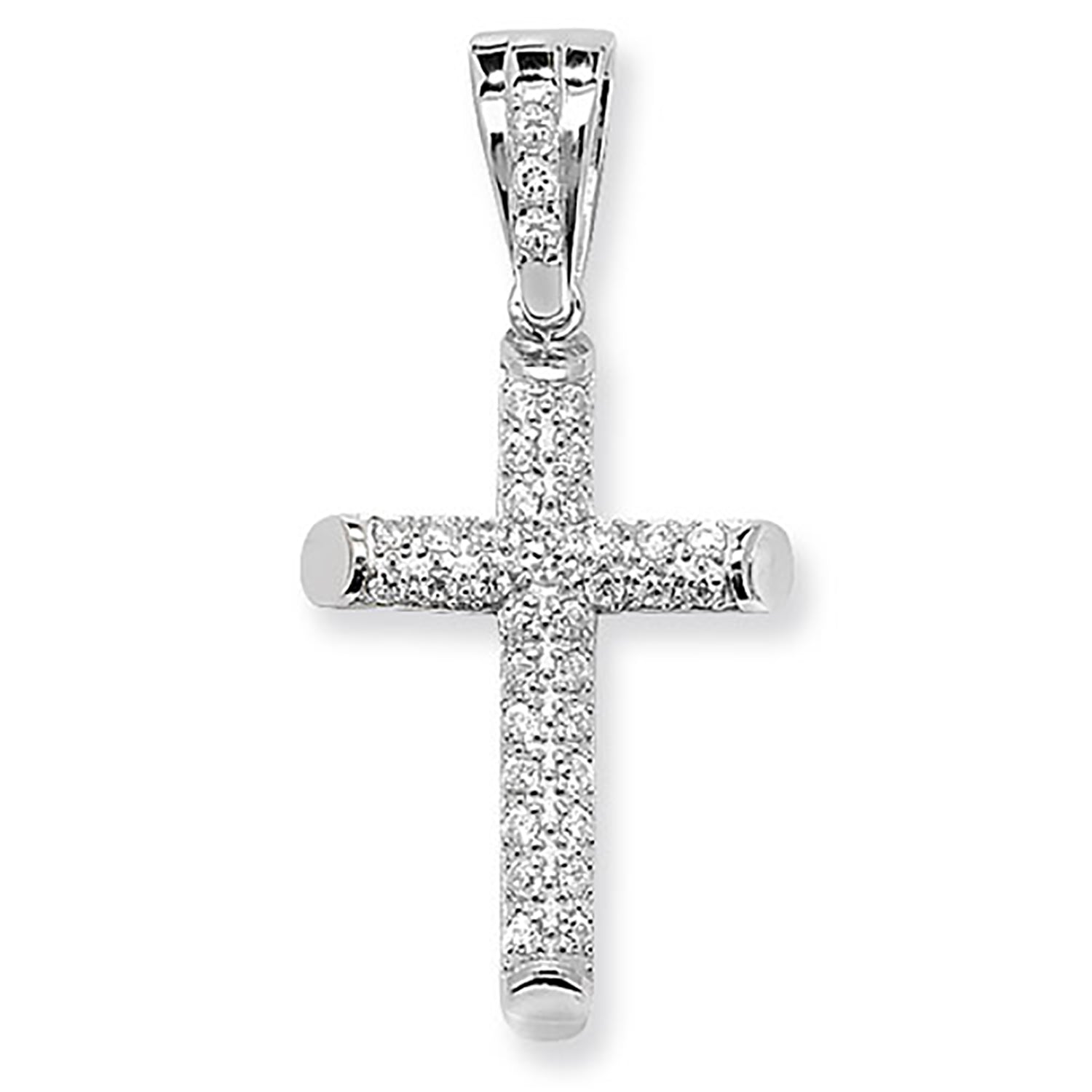 Silver CZ Cross Necklace - Large - John Ross Jewellers