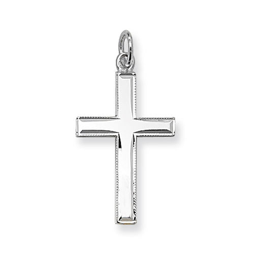 Silver Edged Block Cross Necklace - Medium