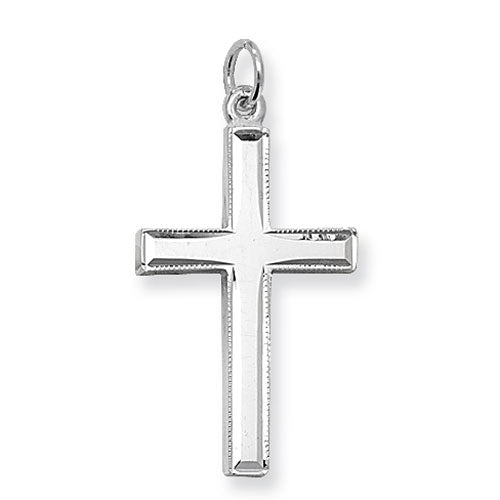 Silver Edged Block Cross Necklace - Large