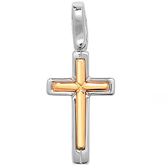 Silver Two Tone Cross Necklace - John Ross Jewellers