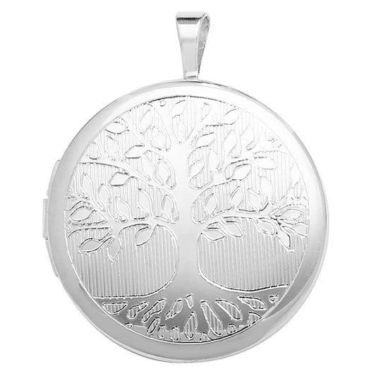 Silver Round Tree Of Life Locket and Chain - John Ross Jewellers