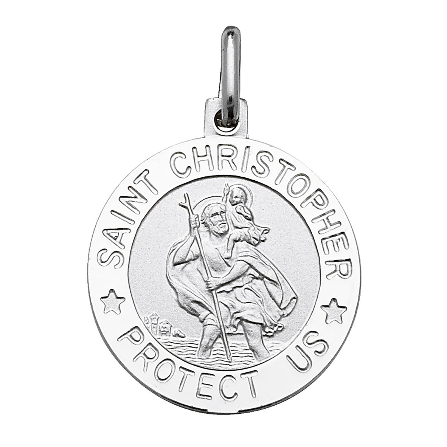 St Christopher Protect Us Medal Pendant and Chain - John Ross Jewellers