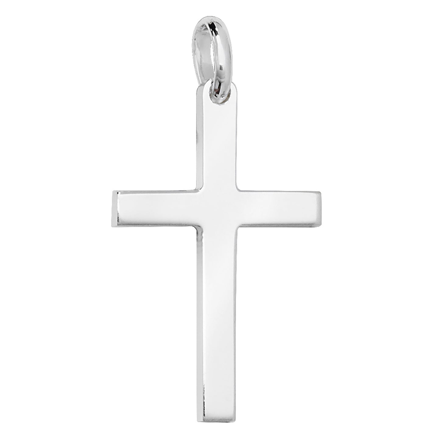 Silver Classic Block Cross Necklace - Medium