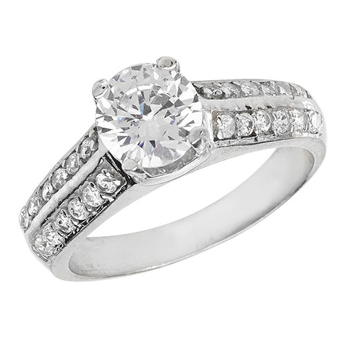 Silver CZ Solitaire Ring - John Ross Jewellers