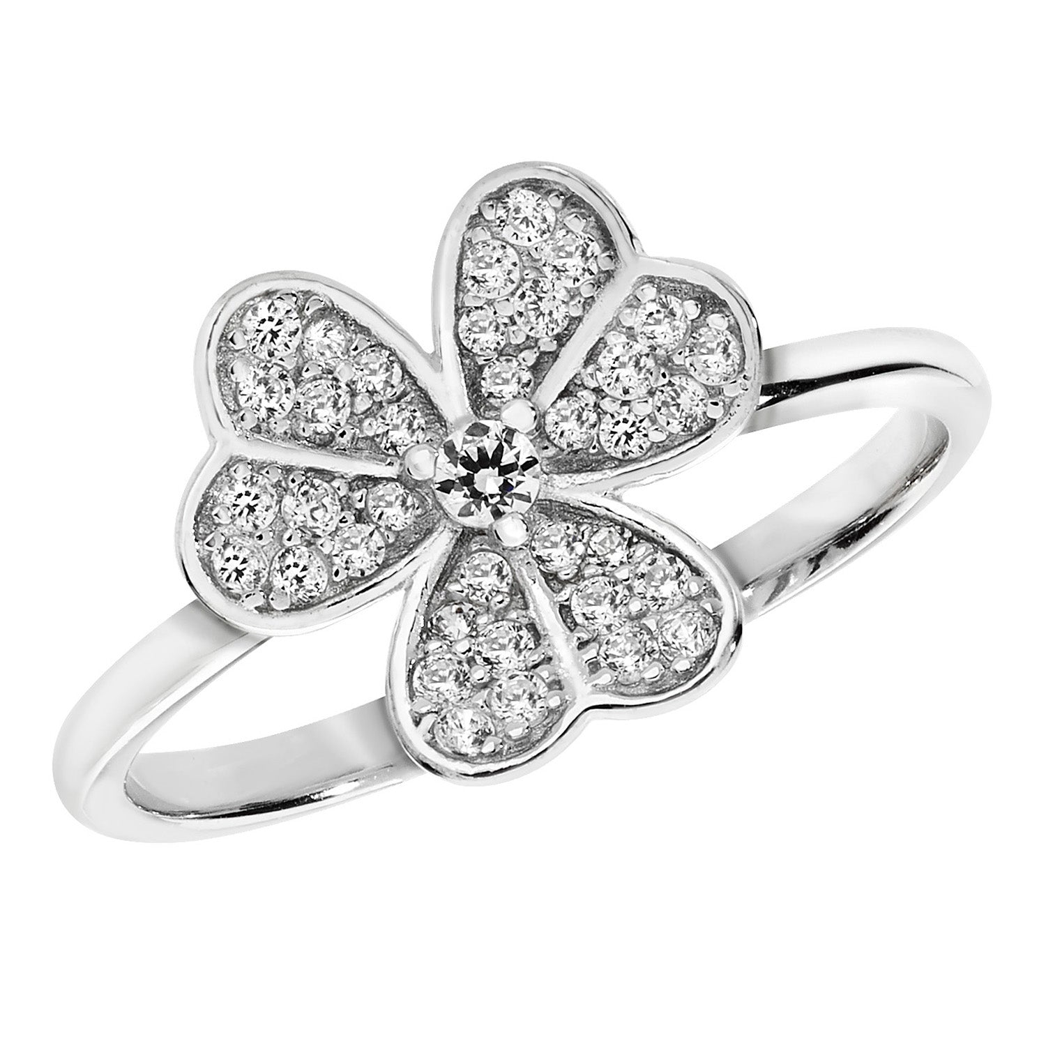 Silver CZ Shamrock Ring - John Ross Jewellers