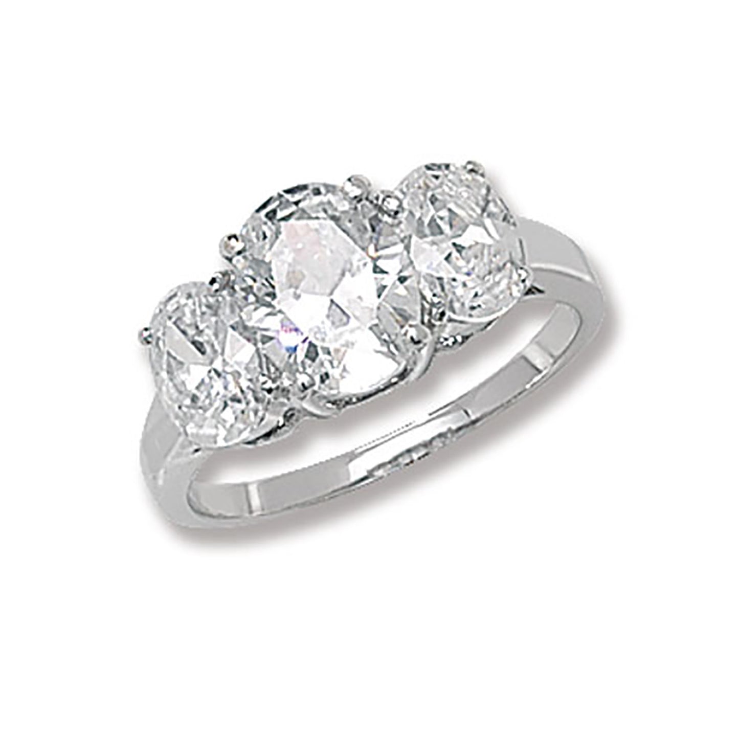 Silver CZ Oval Trilogy Ring - John Ross Jewellers