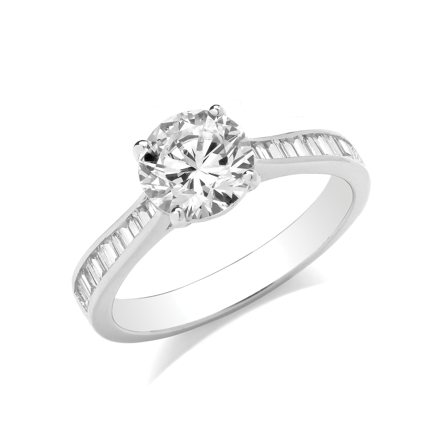 Silver CZ Solitaire Ring by THC featuring a sparkling cubic zirconia stone set in a sleek band.