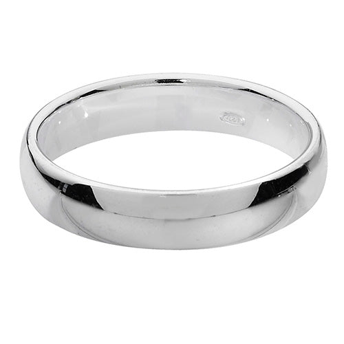 Silver 4mm Court Wedding Band - John Ross Jewellers