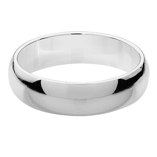 Silver 5mm D-Shaped Wedding Band - John Ross Jewellers