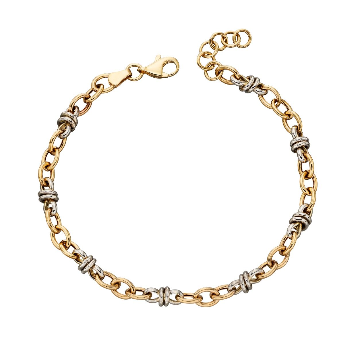 9ct Gold Two Tone Multi Link Bracelet - John Ross Jewellers