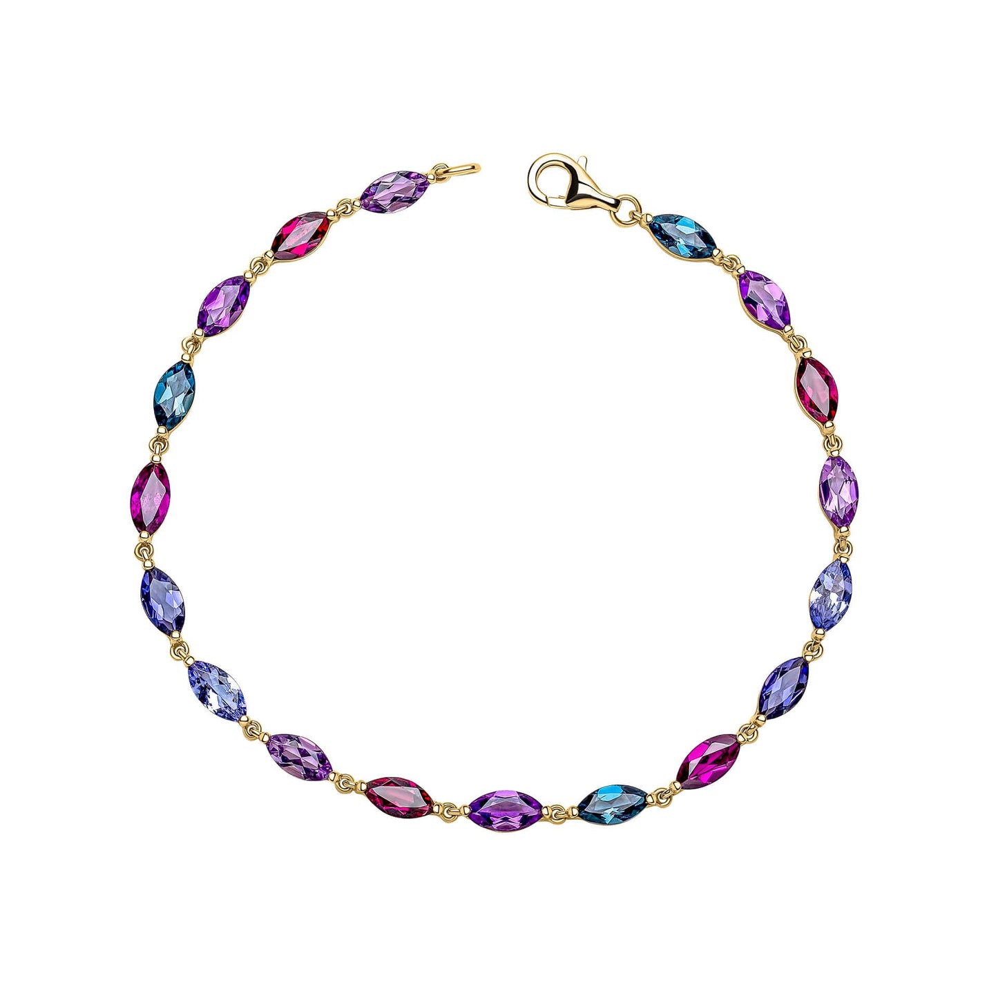 9ct Gold Marquise Gemstone Line Bracelet