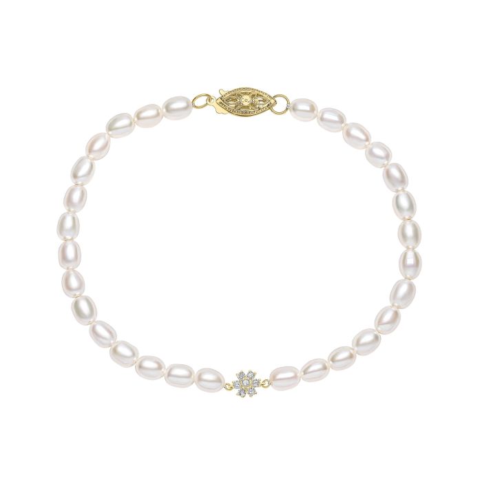 9ct Gold Freshwater Pearl & Diamond Bracelet - John Ross Jewellers