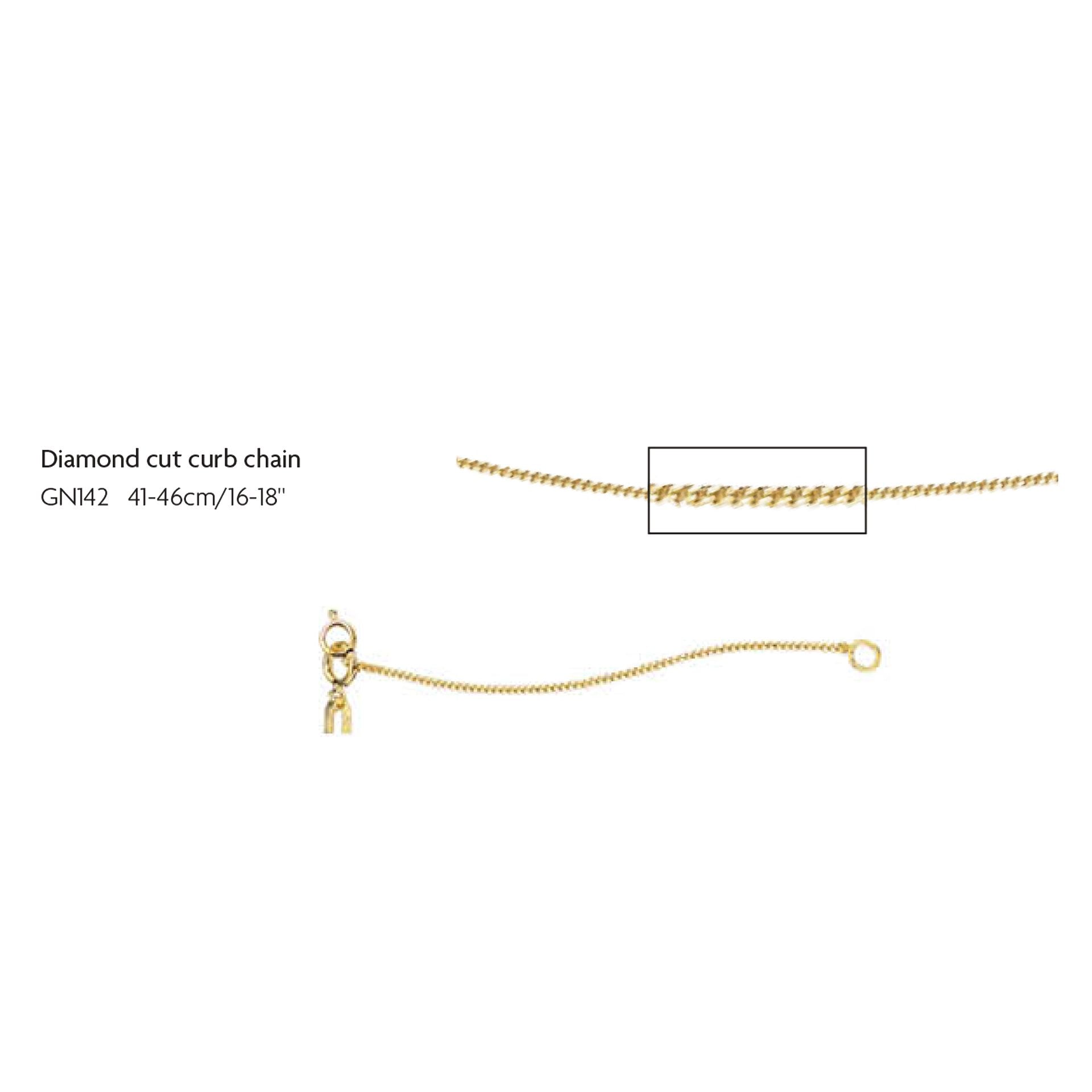 9ct Gold Diamond Cut Curb Chain With Extender - John Ross Jewellers