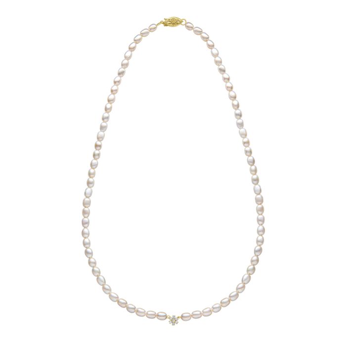 9ct Gold Freshwater Pearl & Diamond Necklace - John Ross Jewellers