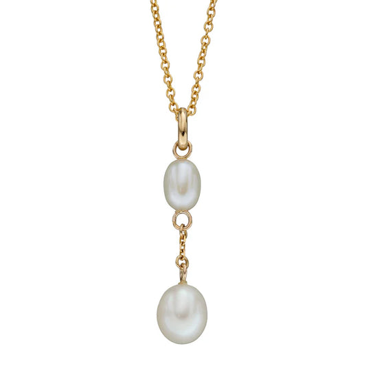 9ct gold freshwater pearl pendant necklace with a elegant pearl and gold chain, featuring a delicate design by Gecko.