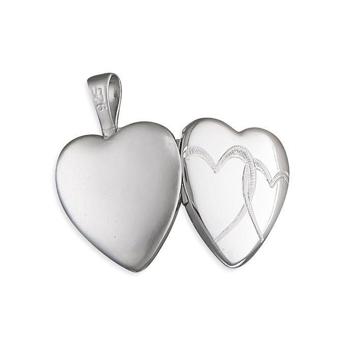 Silver Engraved Heart Locket & Chain - John Ross Jewellers