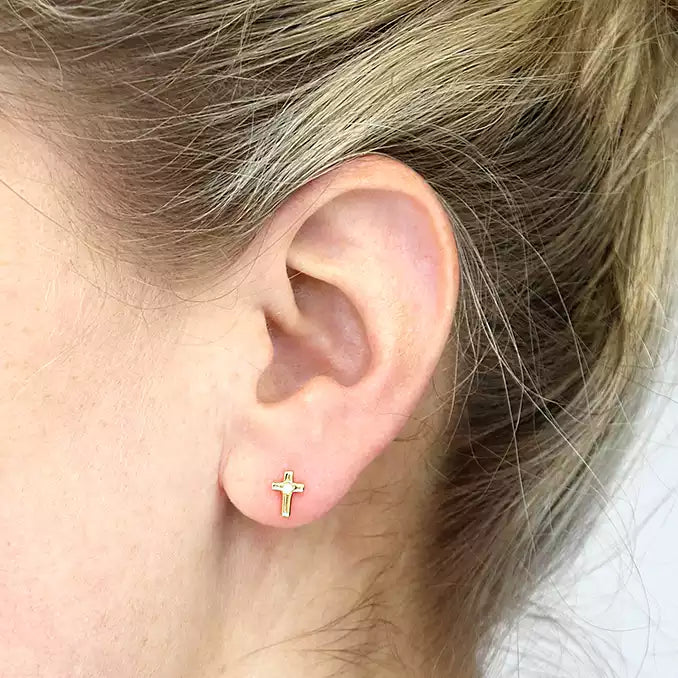 Sunshine CZ Cross Stud Earrings - John Ross Jewellers