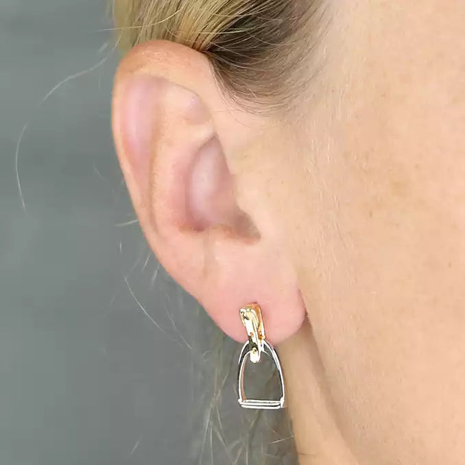 Silver Stirrup Drop Earrings