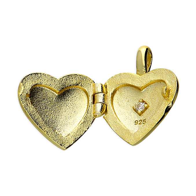 Sunshine Tiny Heart Locket Necklace with Secret CZ - John Ross Jewellers