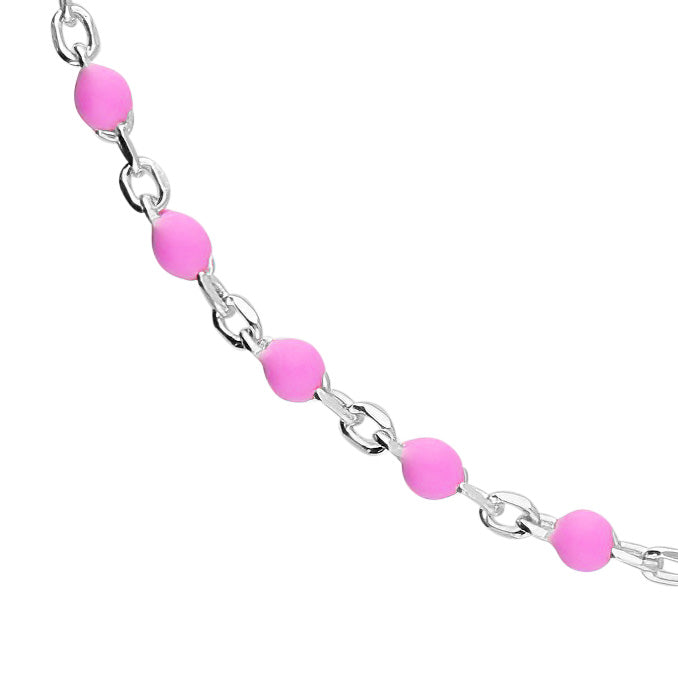 Silver Dainty Pink Enamel Necklace - John Ross Jewellers