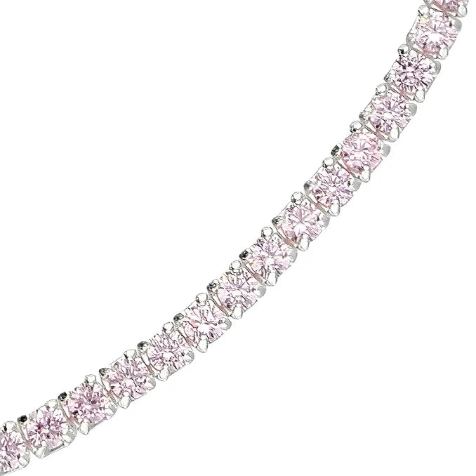 Silver Anklet - Pink CZ Tennis - John Ross Jewellers