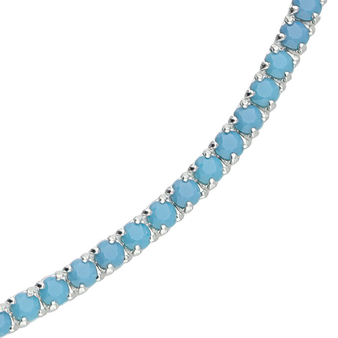 Silver Anklet - Turquoise Tennis - John Ross Jewellers