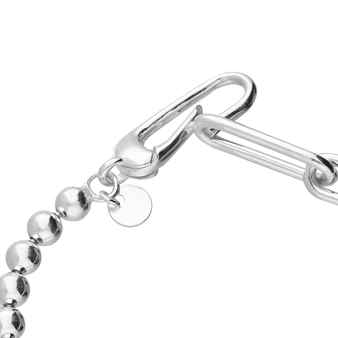 Silver Paperlink & Bead Chain | 43cm - John Ross Jewellers