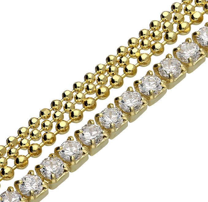 Sunshine Anklet - Four Row with CZs - John Ross Jewellers